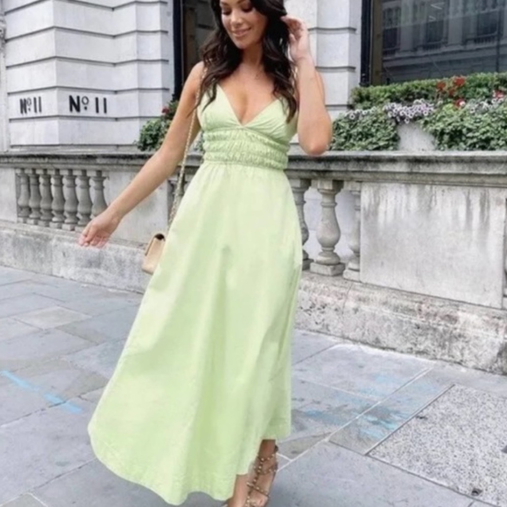 Light Green Smocked Waist Maxi Dress - Women